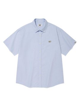 Wacky Willy Patch Oxford Short-Sleeve Shirt [Blue]