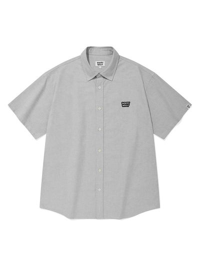 Wacky Willy Patch Oxford Short-Sleeve Shirt [Grey]