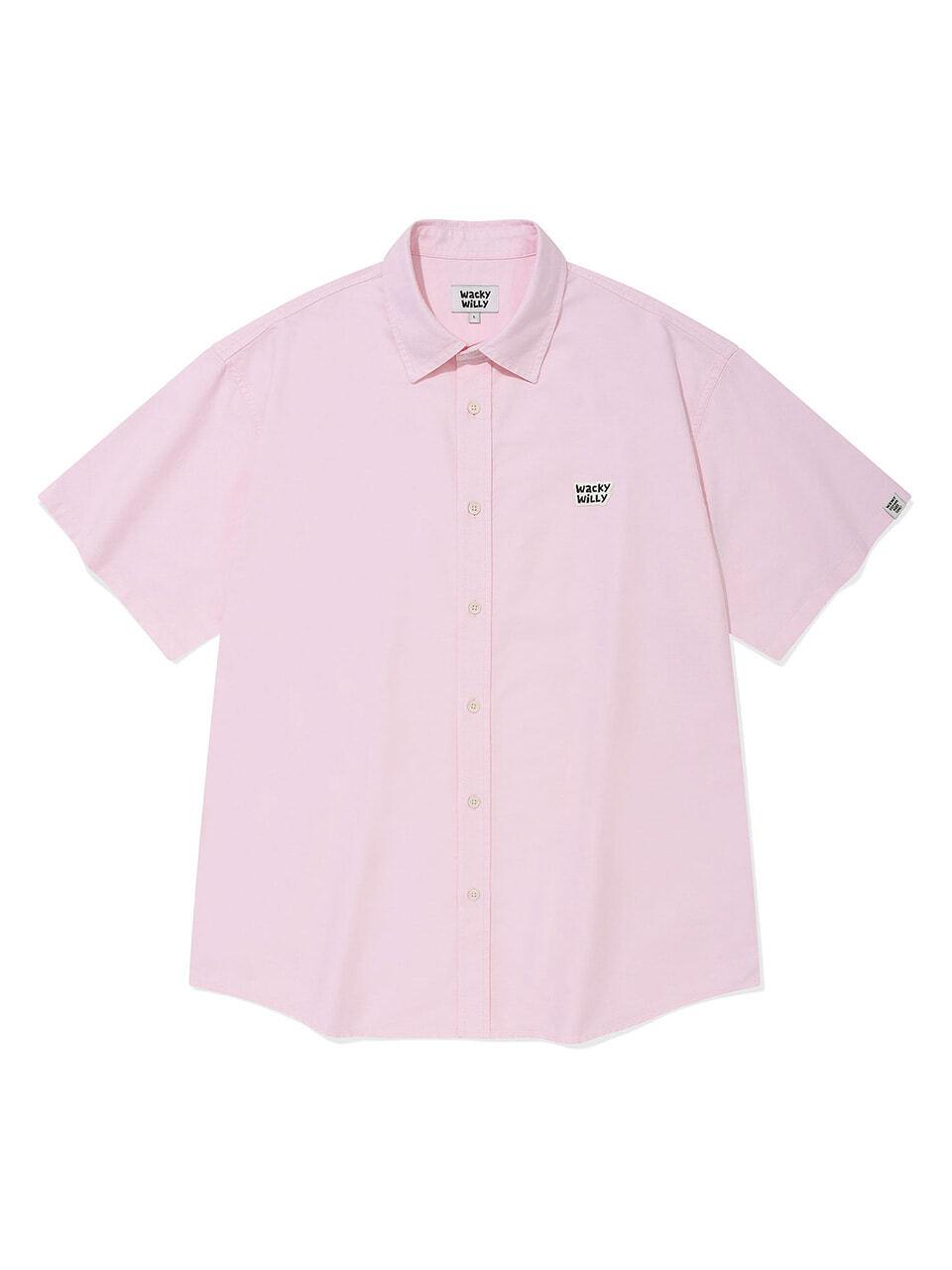 Wacky Willy Patch Oxford Short-Sleeve Shirt [Pink]