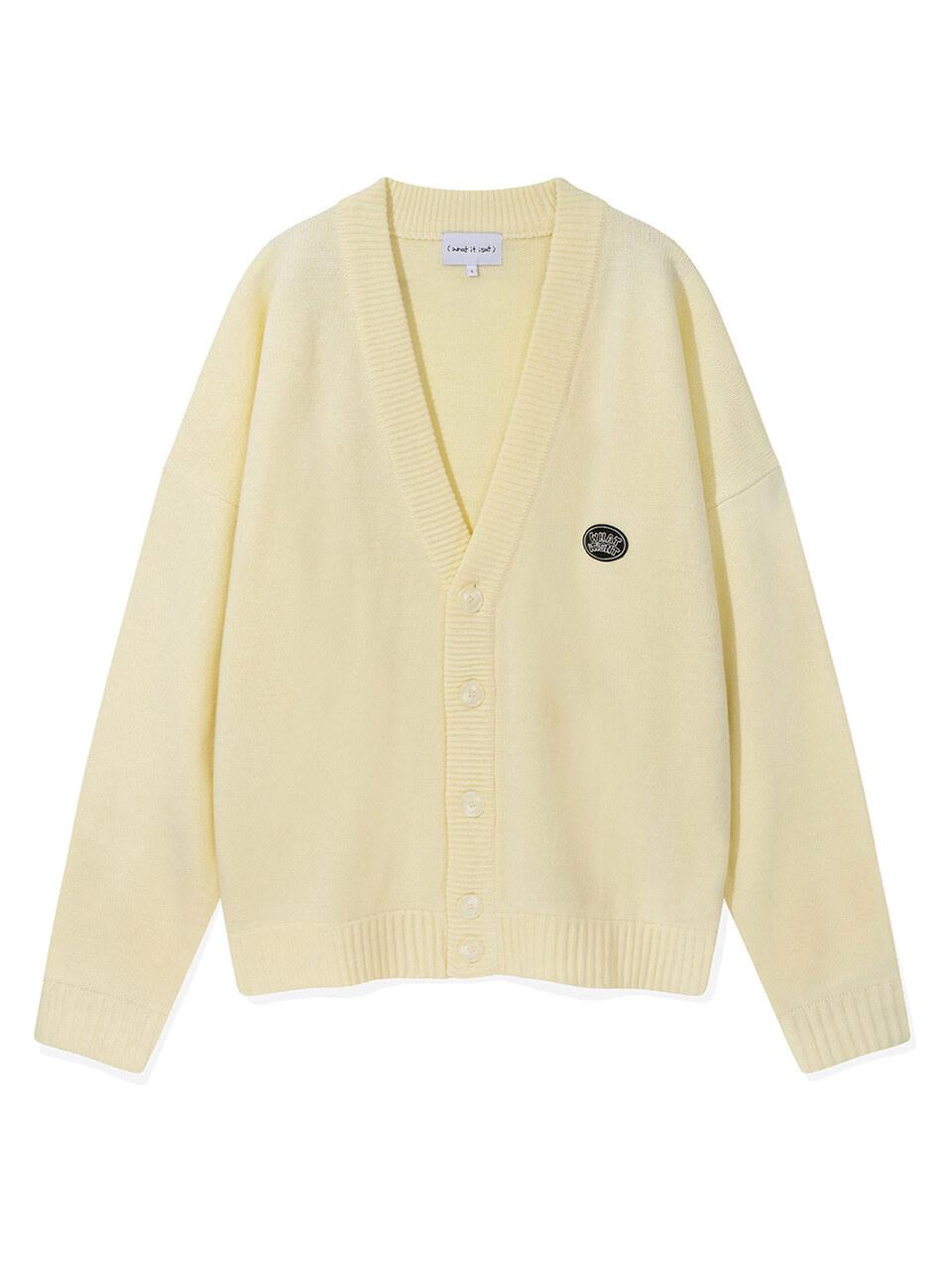 Wacky Willy Patch V-neck Overfit Cardigan [Ivory]