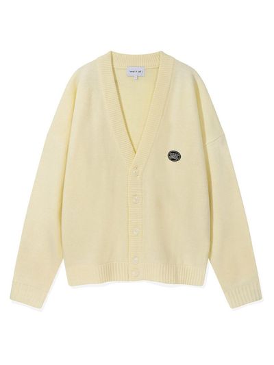 Wacky Willy Patch V-neck Overfit Cardigan [Ivory]