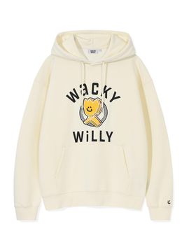 Wacky Willy Semi-overfit Typography Logo Hoodie [Cream]