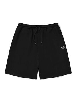 Wacky Willy Signature Typography Logo Brushed Fleece Shorts [Black]