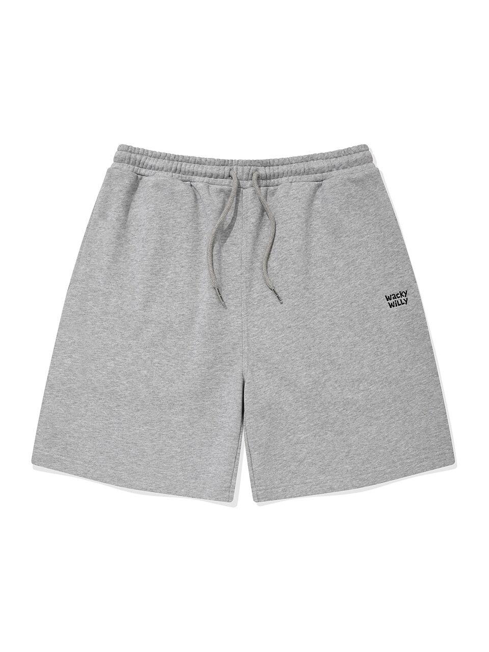 Wacky Willy Signature Typography Logo Cotton-Polyester Fleece Shorts [Grey]