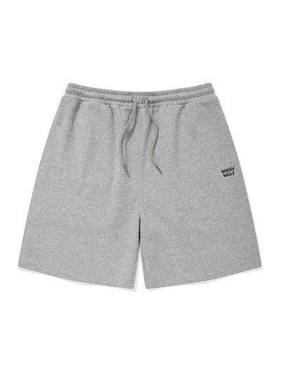 Wacky Willy Signature Typography Logo Cotton-Polyester Fleece Shorts [Grey]
