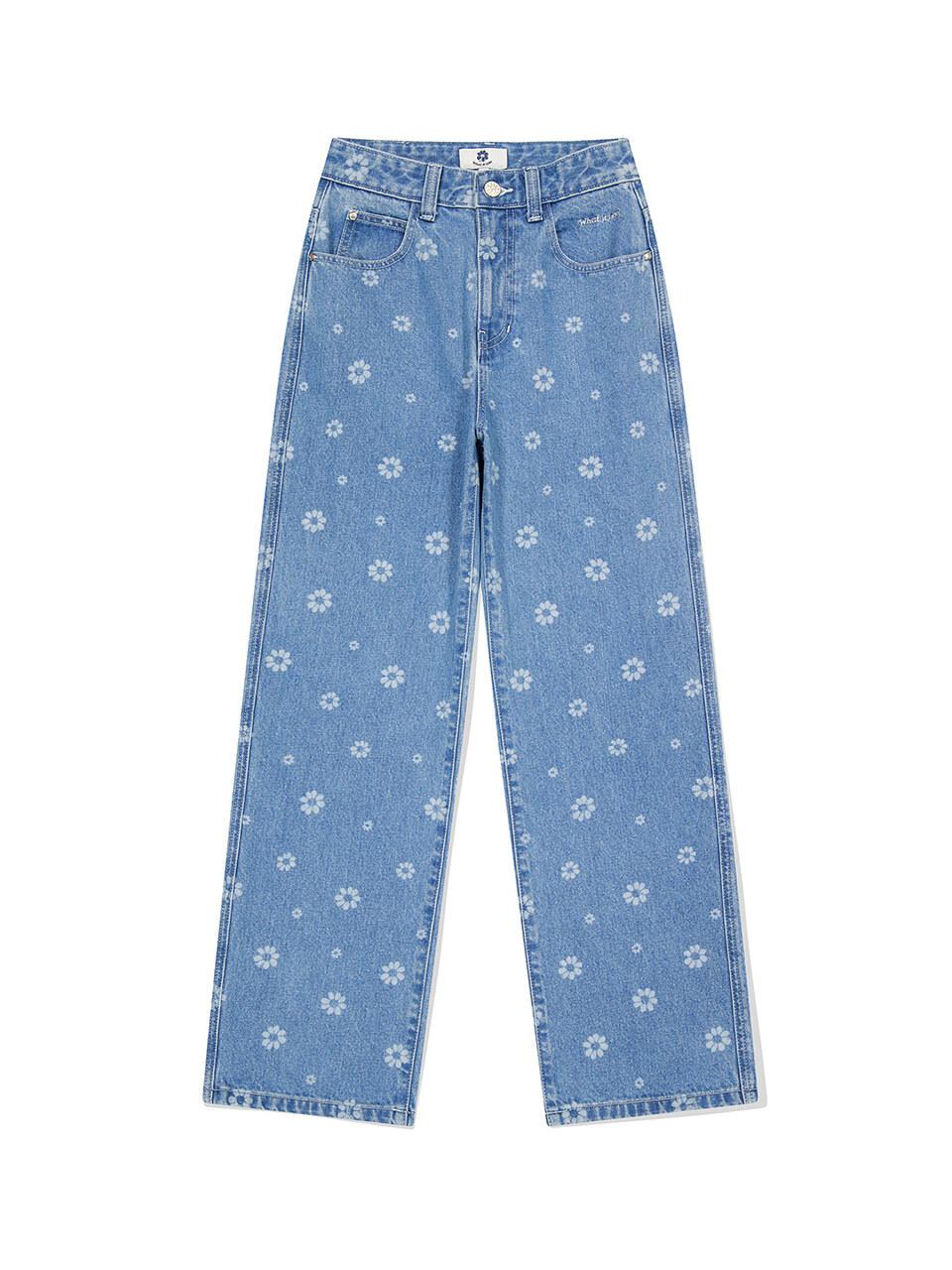 Wacky Willy Straight-fit Flory Patterned Denim Pants_Blue