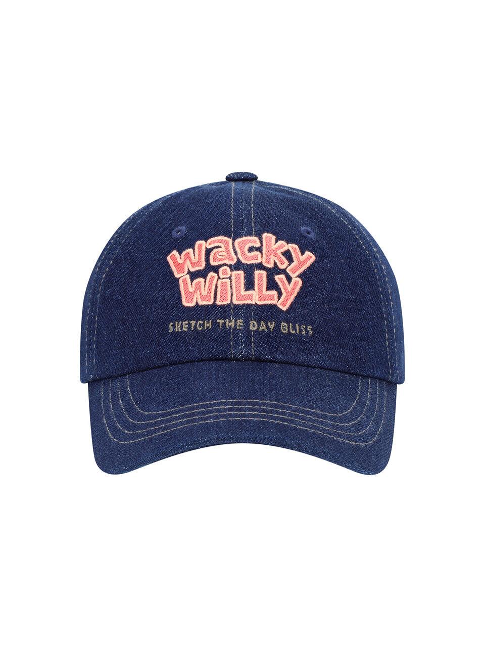Wacky Willy Typography Denim Slim Fit Ball Cap [Indigo]