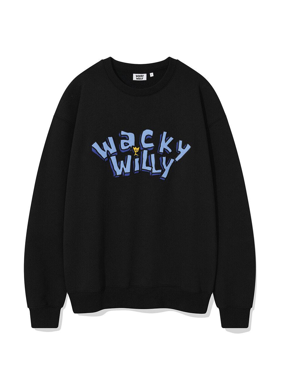 Wacky Willy Typography Graphic Cotton-Polyester Semi-Overfit Sweatshirt [Black]