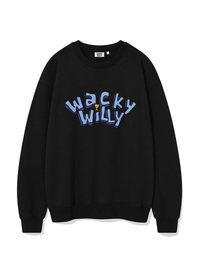 Wacky Willy Typography Graphic Cotton-Polyester Semi-Overfit Sweatshirt [Black]
