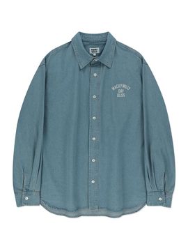 Wacky Willy Typography Washed Overfit Shirt [Blue]