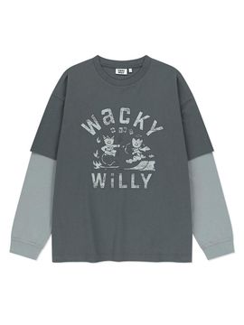 Wacky Willy Vintage Layered Raglan T-shirt [Charcoal]