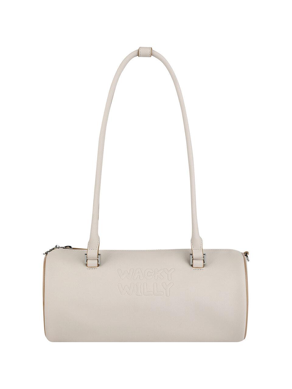 Wacky Willy Volume Handle Cylinder Leather Bag [Ivory]