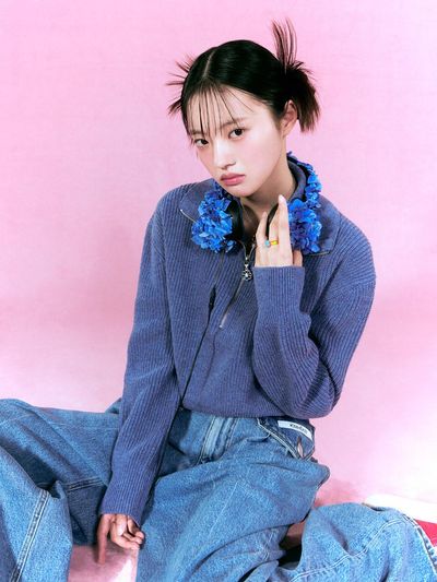 Wacky Willy Womens Flory Cropped Half Zip-Up Sweater Blue