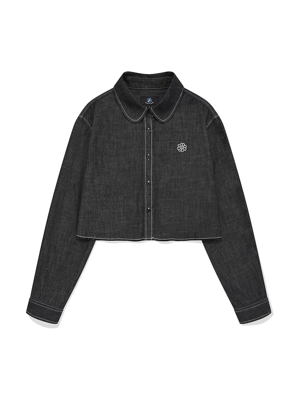 Wacky Willy Womens Flory Logo Denim Shirt Sky Black