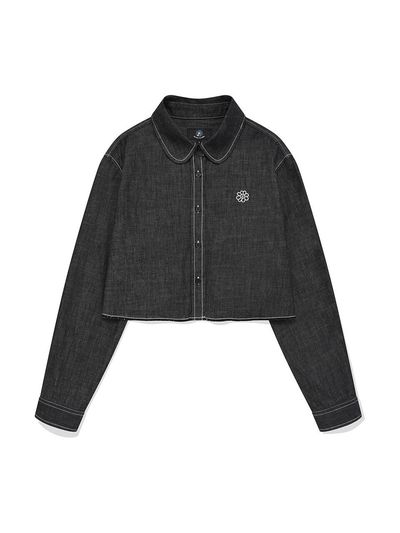 Wacky Willy Womens Flory Logo Denim Shirt Sky Black