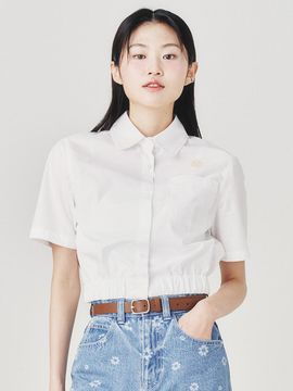 Wacky Willy Womens Flory Logo Pocket Banding Cropped Shirt