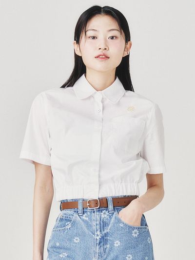Wacky Willy Womens Flory Logo Pocket Banding Cropped Shirt