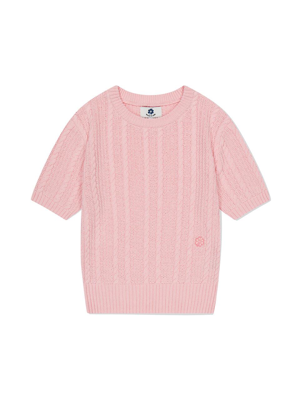 Wacky Willy Womens Flory Wappen Cable-Knit Short-Sleeve Knit