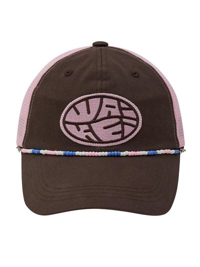 WAIKEI Detachable Beaded String Mesh Ball Cap [Brown]