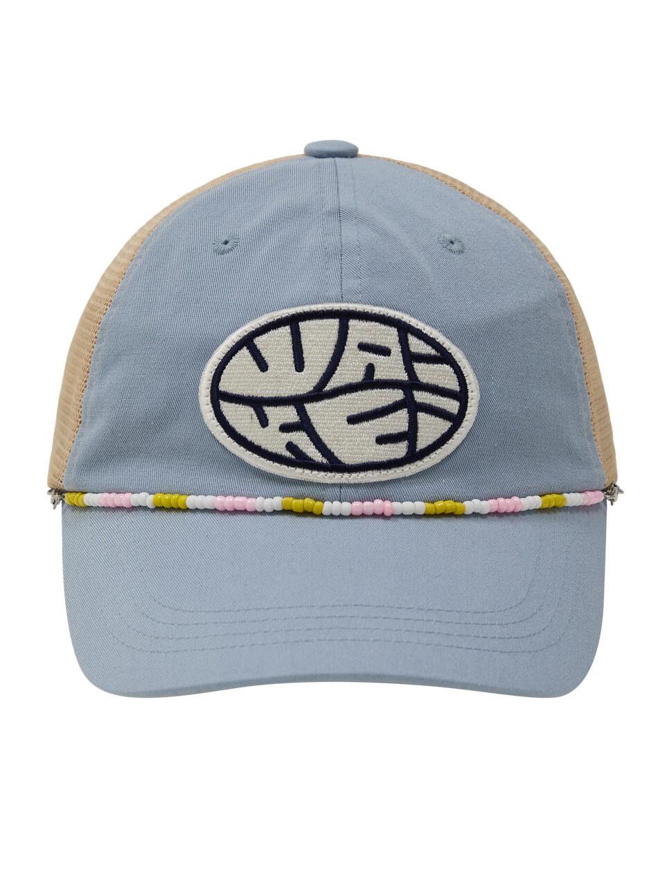 WAIKEI Detachable Beaded String Mesh Ball Cap [Sky Blue]