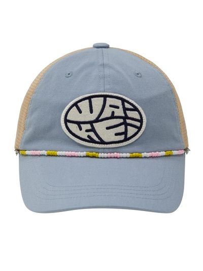 WAIKEI Detachable Beaded String Mesh Ball Cap [Sky Blue]
