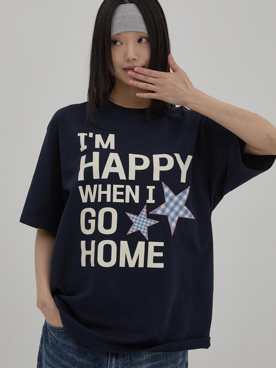 WAIKEI I am HAPPY Short-Sleeve T-Shirt [Navy]