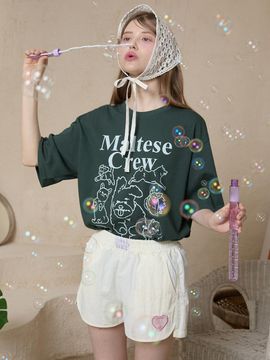 WAIKEI Maltese Crew Line Graphic Short Sleeve Shirt Green