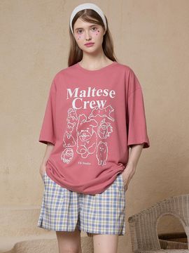 WAIKEI Maltese Crew Line Graphic Short Sleeve T-shirt