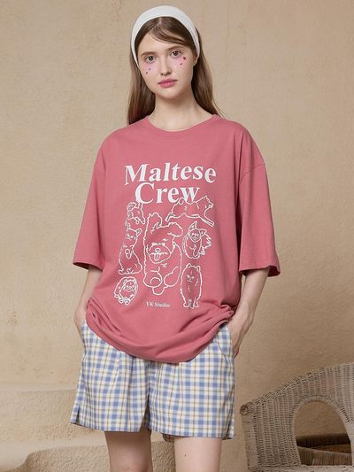 WAIKEI Maltese Crew Line Graphic Short Sleeve T-shirt