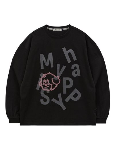 WAIKEI MY HAPPY IS Long Sleeve T-shirt [Black]