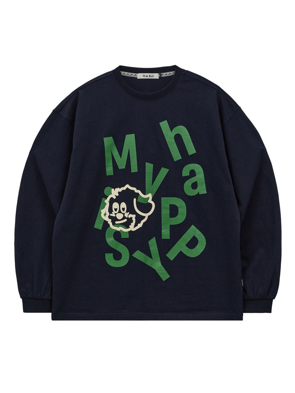 WAIKEI MY HAPPY IS Long Sleeve T-shirt [Navy]