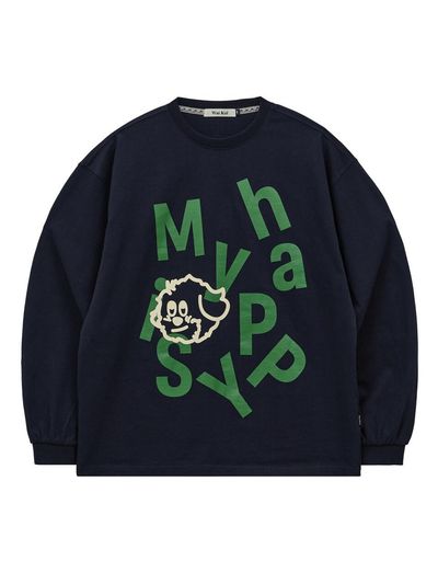 WAIKEI MY HAPPY IS Long Sleeve T-shirt [Navy]