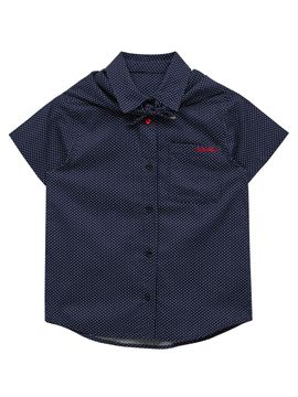 WAIKEI Scarf Set Dot Short-Sleeve Shirt [Navy]