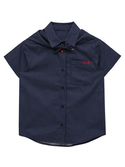 WAIKEI Scarf Set Dot Short-Sleeve Shirt [Navy]