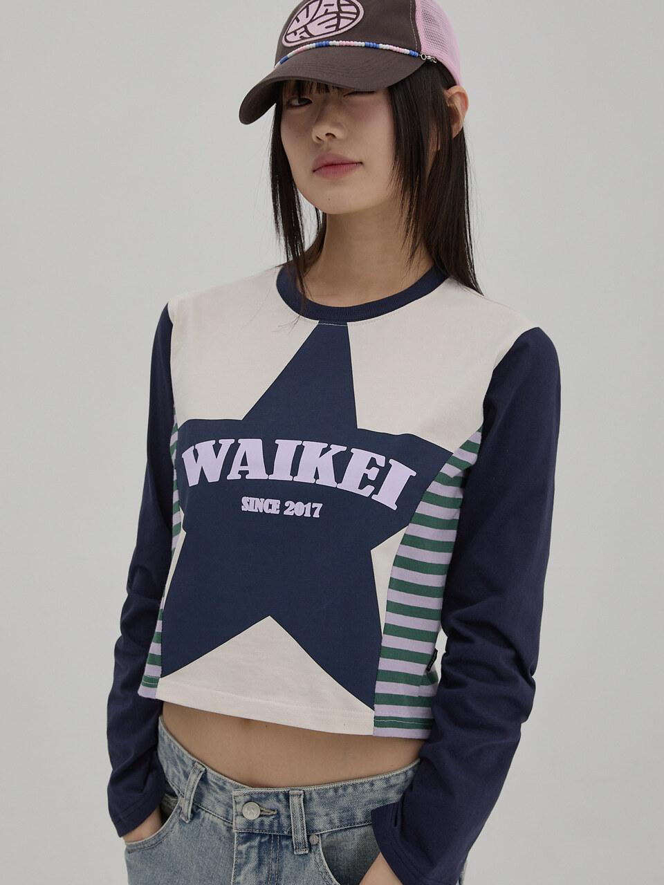 WAIKEI Women's Star with Stripes T-shirt [Navy]