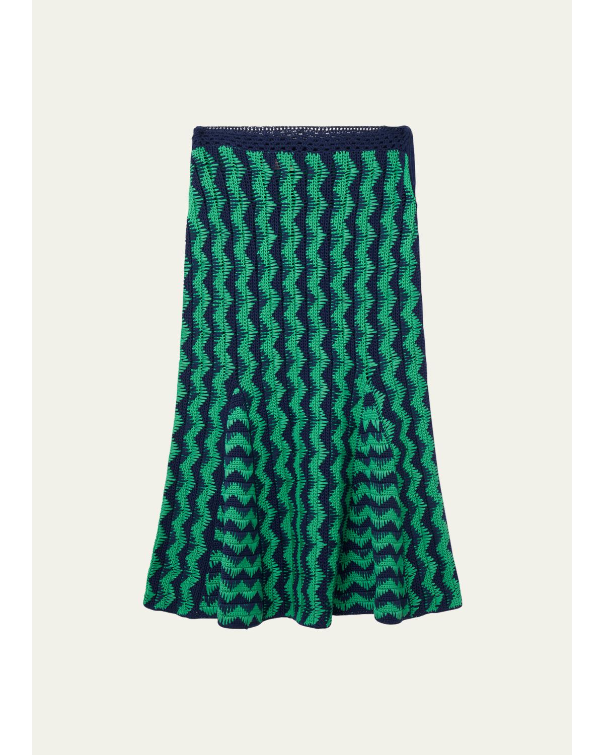 Wales Bonner Ocean Crochet-Knit Midi Skirt