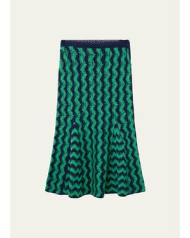 Wales Bonner Ocean Crochet-Knit Midi Skirt