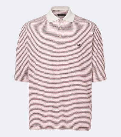 Wales Bonner Wales Bonner Bask striped linen and cotton polo shirt