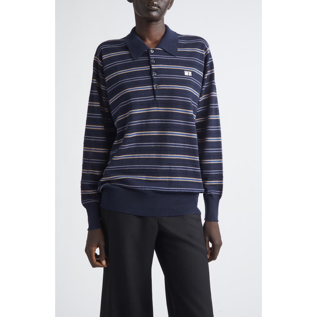 Wales Bonner Wales Bonner Beam Stripe Long Sleeve Merino Wool Polo
