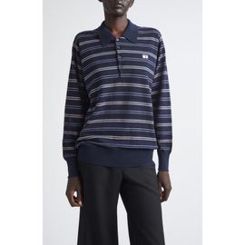 Wales Bonner Wales Bonner Beam Stripe Long Sleeve Merino Wool Polo
