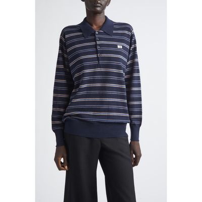 Wales Bonner Wales Bonner Beam Stripe Long Sleeve Merino Wool Polo