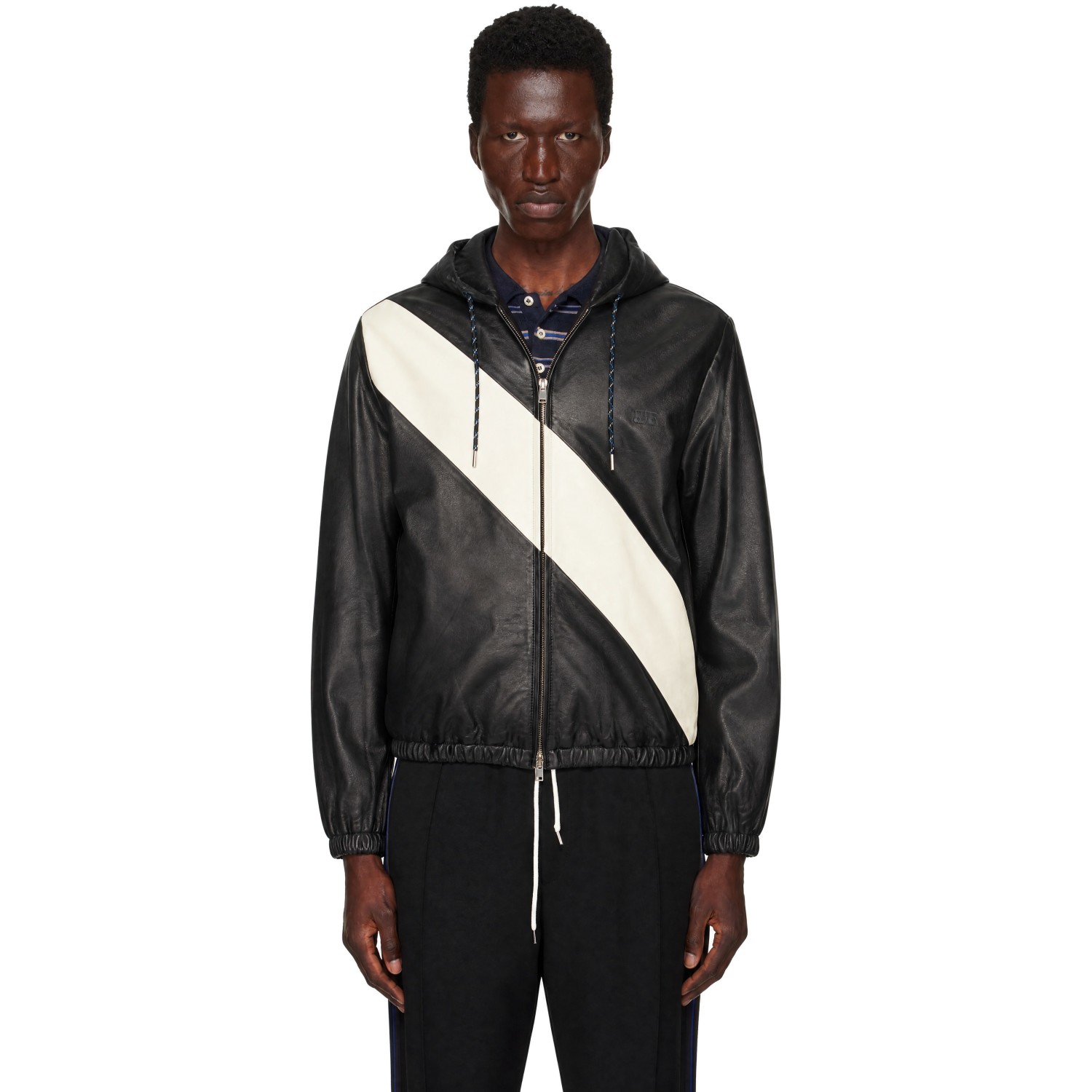 Wales Bonner - Black & Off-White Vista Leather Anorak