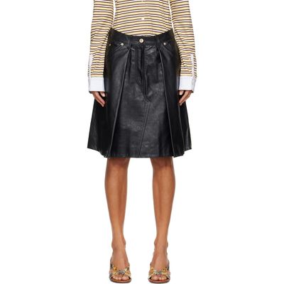 Wales Bonner Wales Bonner Black Construct Leather Midi Skirt