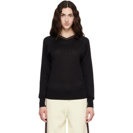 Wales Bonner Wales Bonner Black Viscose Silk Knit Roots Polo