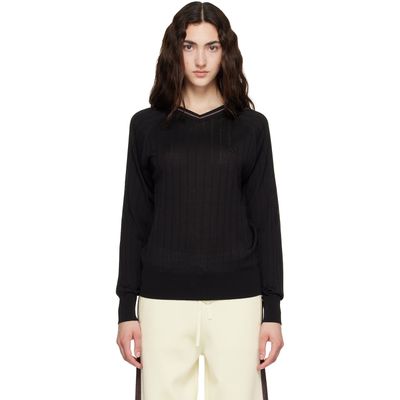 Wales Bonner Wales Bonner Black Viscose Silk Knit Roots Polo