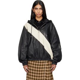 Wales Bonner Wales Bonner Black Vista Anorak Leather Jacket