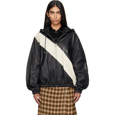 Wales Bonner Wales Bonner Black Vista Anorak Leather Jacket