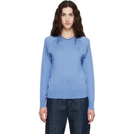 Wales Bonner Wales Bonner Blue Viscose SIlk Knit Roots Polo