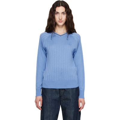 Wales Bonner Wales Bonner Blue Viscose SIlk Knit Roots Polo