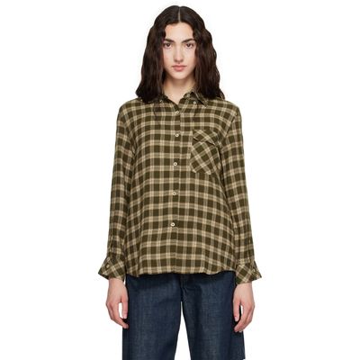 Wales Bonner Wales Bonner Brown Brushed Overcheck Ritual Shirt